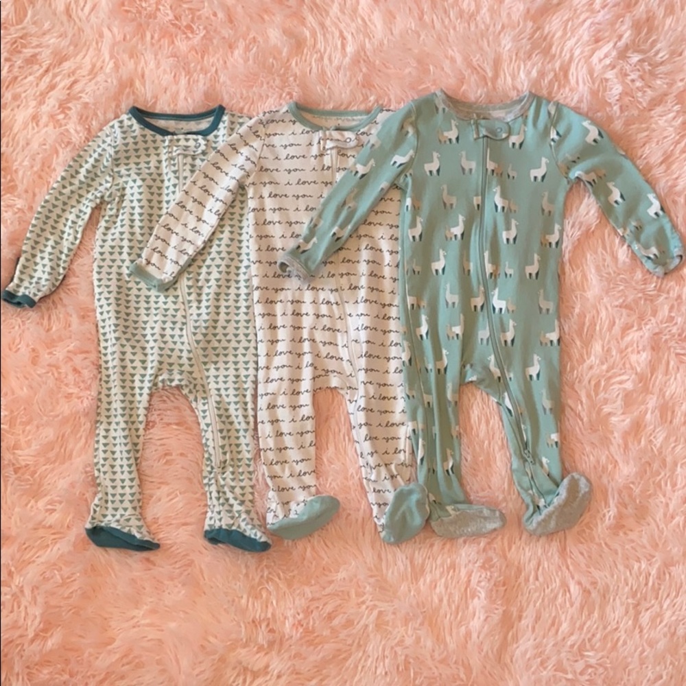 Llama, I love you, triangle footed pajamas (6-9M)